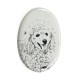 Barbone- Lastra di ceramica ovale tombale con immagine del cane.
