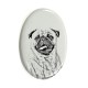 Carlino- Lastra di ceramica ovale tombale con immagine del cane.