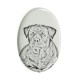 Rottweiler- Lastra di ceramica ovale tombale con immagine del cane.