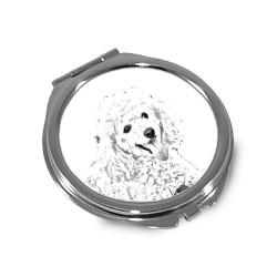 Caniche - Miroir de poche avec l'image d'un chien.