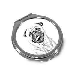 Pug - Pocket mirror with the image of a dog.