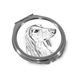 Saluki - Pocket mirror with the image of a dog.