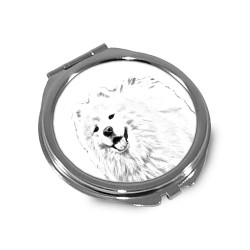Samojede - Taschenspiegel mit einem Bild eines Hundes.