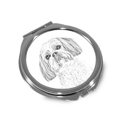Shih Tzu- Taschenspiegel mit einem Bild eines Hundes.