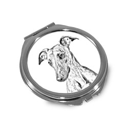 Whippet, Kleiner Englischer Windhund - Taschenspiegel mit einem Bild eines Hundes.