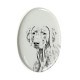 Weimaraner- Gravestone oval ceramic tile with an image of a dog.