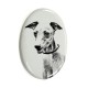 Azawakh- Lastra di ceramica ovale tombale con immagine del cane.