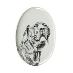 Brazilian Mastiff- Gravestone oval ceramic tile with an image of a dog.