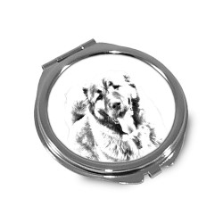 Kaukasische Owtscharka- Taschenspiegel mit einem Bild eines Hundes.