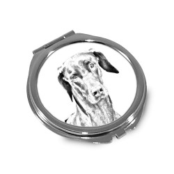 Dobermann - Pocket mirror with the image of a dog.