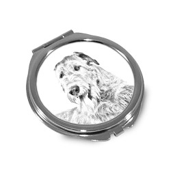 Cazador de lobos irlandés - Espejo de bolsillo con una imagen de perro.