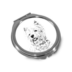 West Highland terrier - Miroir de poche avec l'image d'un chien.