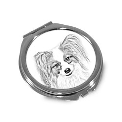 Papillon - Pocket mirror with the image of a dog.