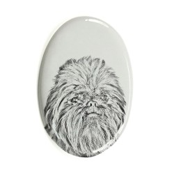 Affenpinscher- Gravestone oval ceramic tile with an image of a dog.