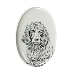 Boykin Spaniel- Gravestone oval ceramic tile with an image of a dog.