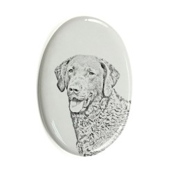 Chesapeake Bay retriever- Gravestone oval ceramic tile with an image of a dog.