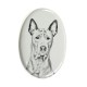 Thai Ridgeback- Keramikplatte, Grabplatte, oval mit Bild eines Hundes.