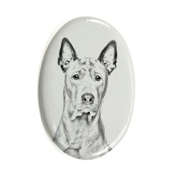 Thai Ridgeback- Lastra di ceramica ovale tombale con immagine del cane.