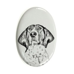 Treeing walker coonhound- Plaque céramique tumulaire, ovale, image du chien.