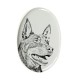 Australian Kelpie- Lastra di ceramica ovale tombale con immagine del cane.