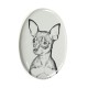 Russian Toy- Lastra di ceramica ovale tombale con immagine del cane.