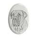 Boerboel- Keramikplatte, Grabplatte, oval mit Bild eines Hundes.