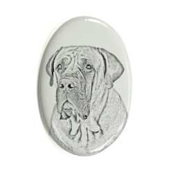 Boerboel- Plaque céramique tumulaire, ovale, image du chien.