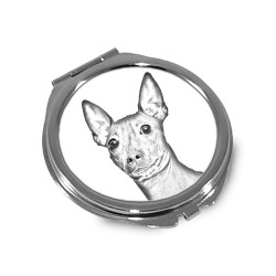 American Hairless Terrier - Taschenspiegel mit einem Bild eines Hundes.