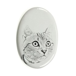 Kot amerykański krótkowłosy- płytka ceramiczna, nagrobkowa z wizerunkiem kota