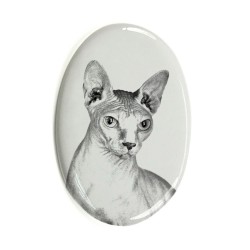 Sfinks- płytka ceramiczna, nagrobkowa z wizerunkiem kota