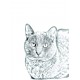 Keramikplatte, Grabplatte, oval mit Bild eines Katzen.