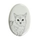 Munchkin- Lastra di ceramica ovale tombale con immagine del gatto.