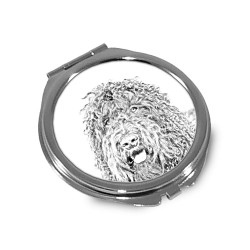Barbet - Pocket mirror with the image of a dog.