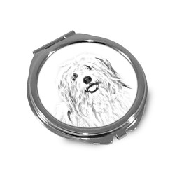 Coton de Tuléar - Taschenspiegel mit einem Bild eines Hundes.