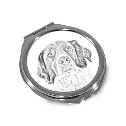 Épagneul français- Miroir de poche avec l'image d'un chien.