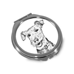 Welsh Terrier- Taschenspiegel mit einem Bild eines Hundes.