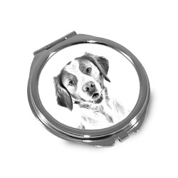Spaniel bretón - Espejo de bolsillo con una imagen de perro.