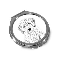 Cockapoo- Pocket mirror with the image of a dog.