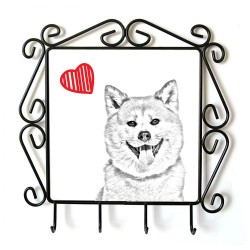 Akita inu - Percha para ropa con la imagen de perro. Perro con el corazón