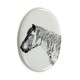 Keramikplatte, Grabplatte, oval mit Bild eines Pferden