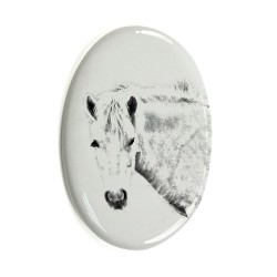 Koń fiordzki- płytka ceramiczna, nagrobkowa