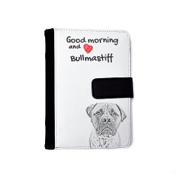 Bulmastif - Notizbuch aus Öko-Leder mit Kalender und dem Abbild von einem Hund.