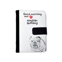 Bouledogue Anglais - Carnet calendrier en éco-cuir avec l'image d'un petit chien.