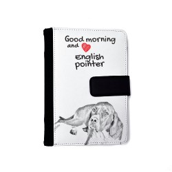 English Pointer - Notizbuch aus Öko-Leder mit Kalender und dem Abbild von einem Hund.