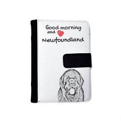 Neufundländer  - Notizbuch aus Öko-Leder mit Kalender und dem Abbild von einem Hund.