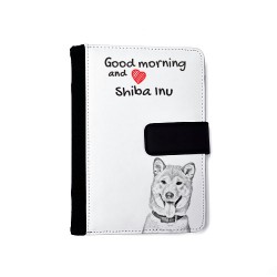 Shiba - Notizbuch aus Öko-Leder mit Kalender und dem Abbild von einem Hund.