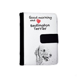 Bedlington terier - Notebook with the calendar of eco-leather with an image of a dog.
