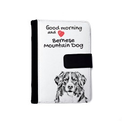 Berner Sennenhund - Notizbuch aus Öko-Leder mit Kalender und dem Abbild von einem Hund.