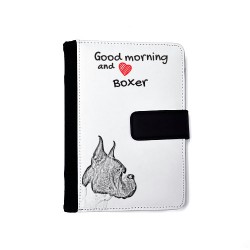 Boxer - Notebook with the calendar of eco-leather with an image of a dog.