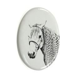 Azteca horse- Gravestone oval ceramic tile with an image of a horse